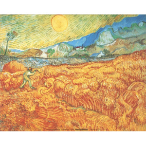 Obraz, Reprodukce - Obilné pole a žnec (sklizeň), 1889, Vincent van Gogh, (30 x 24 cm)