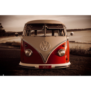 Plakát, Obraz - VW Volkswagen - Red kombi, (91,5 x 61 cm)