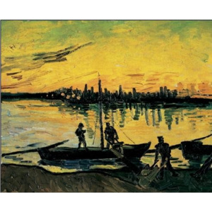 Obraz, Reprodukce - Přístavní dělníci za soumraku, 1888, Vincent van Gogh, (80 x 60 cm)