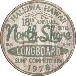 Plechová cedule North Shore Surf, (30 x 30 cm)