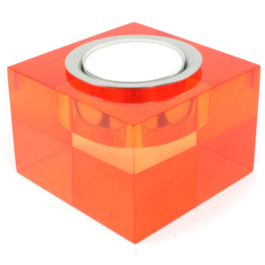 Svícen na čajovou svíčku oranžový Block Design