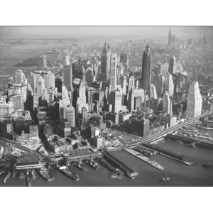 Obraz, Reprodukce - New York - Letecký pohled na downtown Manhattan, 1957, CHARLES ROTKIN, (80 x 60 cm)