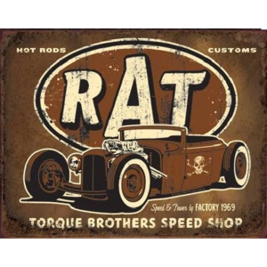 Plechová cedule TORQUE - Rat Rod, (40 x 31,5 cm)