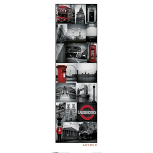 Plakát, Obraz - Londýn - Collage, (30,5 x 91,5 cm)