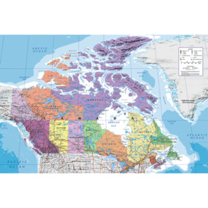 Plakát, Obraz - Kanada - Mapa Kanady, (91,5 x 61 cm)