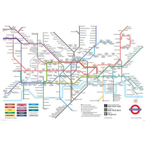 Plakát, Obraz - Londýnské Metro - mapa Londýnského metra, (91,5 x 61 cm)