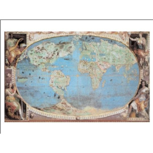 Obraz, Reprodukce - Mapa světa - historická, Mappe, (80 x 60 cm)