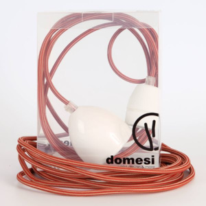 Textilní kabel s objímkou - 3 m (červeno/bílá)