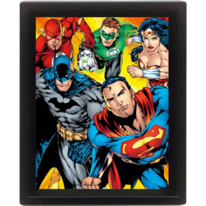3D Plakát, Obraz s rámem DC COMICS - heroes, (20 x 25 cm)
