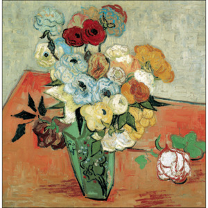 Obraz, Reprodukce - Zátiší: Japonská váza s růžemi a sasankami, 1890, Vincent van Gogh, (30 x 24 cm)