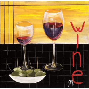 Obraz, Reprodukce - Víno (Wine), Maria Teresa Gianola, (30 x 30 cm)