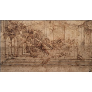 Obraz, Reprodukce - Studie Klanění tří králů, Leonardo Da Vinci, (50 x 35 cm)