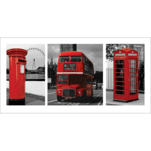 Obraz, Reprodukce - Londýn - Red Triptych, (100 x 50 cm)