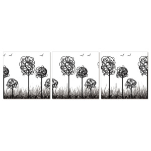 Obraz na zeď - Moderní design - stromy s ptáky, (150 x 50 cm)