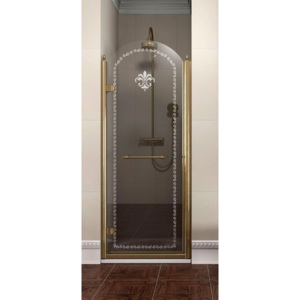 GELCO - ANTIQUE sprchové dveře otočné, 900mm, levé, čiré sklo s dekorem, bronz (GQ1290L)