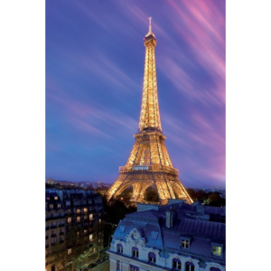 Plakát, Obraz - Eiffel tower - at dusk, (61 x 91,5 cm)