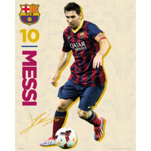 Plakát, Obraz - FC Barcelona - Messi Vintage 13/14, (40 x 50 cm)