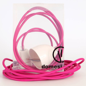 Textilní kabel s objímkou - 3 m (růžová)