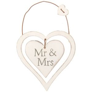 Dekorační srdce k zavěšení Mr & Mrs