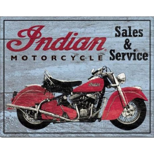 Plechová cedule INDIAN MOTORCYCLES - Parts and Service, (40 x 31,5 cm)