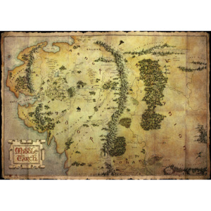 Hobit - mapa Středozemě (mettalic) - Metalický plakát, (67 x 47 cm)