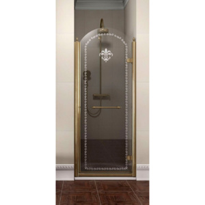 GELCO - ANTIQUE sprchové dveře 900mm, pravé, čiré sklo s dekorem, bronz (GQ1390R)