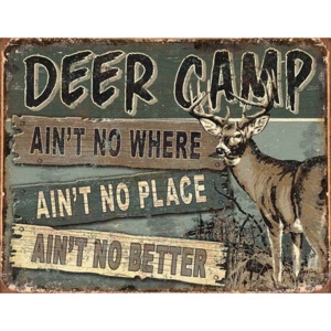 Plechová cedule JQ - Deer Camp, (40 x 31,5 cm)