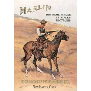Plechová cedule MARLIN - cowboy on horse, (26 x 41 cm)