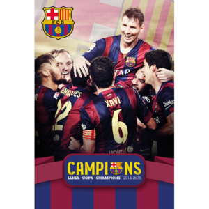 Posters Plakát, Obraz - FC Barcelona - Triple Champions 15, (61 x 91,5 cm)