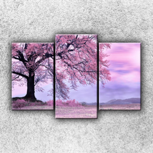 Růžový strom 4 (75 x 50 cm) - Třídílný obraz