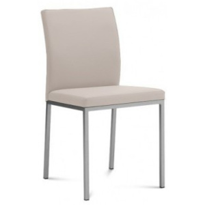 Miro - Jídelní židle (saténový hliník, eko kůže béžová)