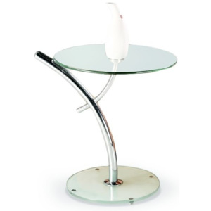 Konferenční stolek, stůl Famm Iris, sklo čiré / chrom / kov se stříbrným efektem