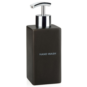 Andrea house - Zásobník na mýdlo "HAND WASH" šedý, keramický - (BA64303)