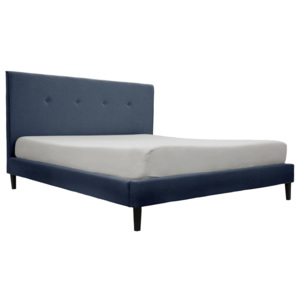 Modrá postel s černými nohami Vivonita Kent, 140 x 200 cm