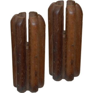 Industrial style, Vintage svícen ze dřeva 21x9,5cm (364)