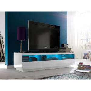Moderní televizní stolek s osvětlením GRAFTON bílý lesk