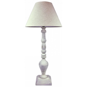 Bílá vysoká lampa, béžové stínítko - Ego dekor