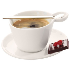 Šálek na espresso s podšálkem + nerez lžička ASA Selection MULTI CUP & SPOON - bílý