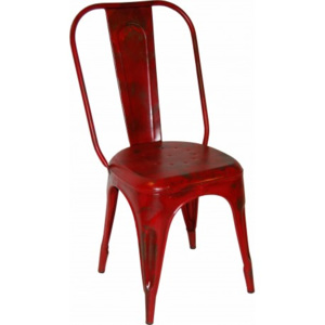 Industrial style, Červená kovová židle s patinou 95 x41 x50 cm (321)