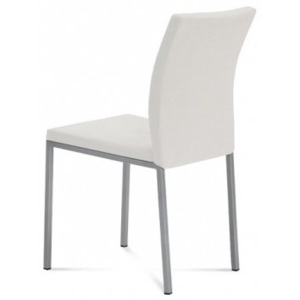 Miro - Jídelní židle (saténový hliník, eko kůže bílá)