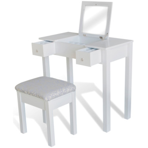 Bílý toaletní stolek se stoličkou Modern Fold