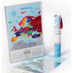 1DEA ME PRODUCTION Stírací mapa Evropy Travel Map Silver Evropa