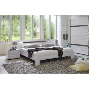 Nizza - komplet, postel 180cm (dub bílý,šedá vysoký lesk)