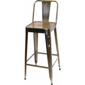 Industrial style, Barová židle - lesklá ocel 105 x36 x36 /77 cm (298)