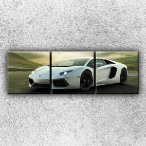 Stříbrné Lamborghini 2 (75 x 25 cm) - Třídílný obraz