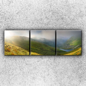 Údolí v mlze (75 x 25 cm) - Třídílný obraz