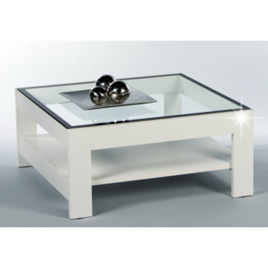 Konferenční stolek Tempo Kondela Attac, čiré sklo/bílá HG