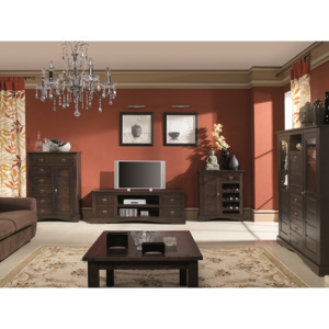 Koloniální dubový nábytek z masivu do obývacího pokoje a jídelny LIV 64 barva wenge