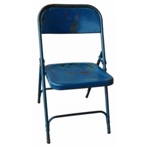 Industrial style, Tmavě modrá skládací židle 82 x35 x35 , sedák 45 cm (669)