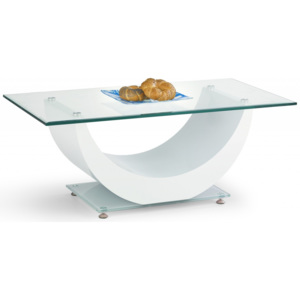 Konferenční stolek Famm Oktavia, sklo/MDF bílá lakovaná
